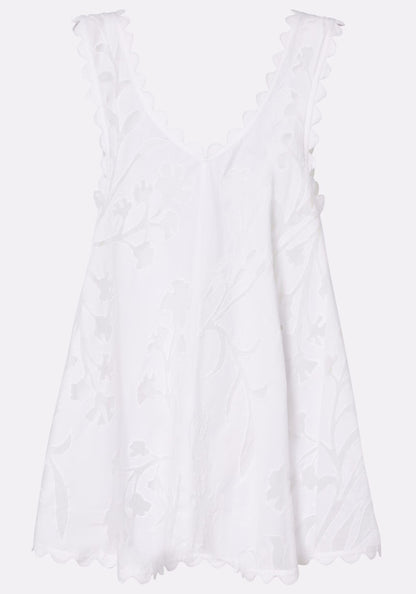Floral Cutwork Low Back dress White