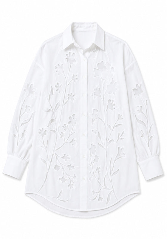 Floral Cutwork Shirt White