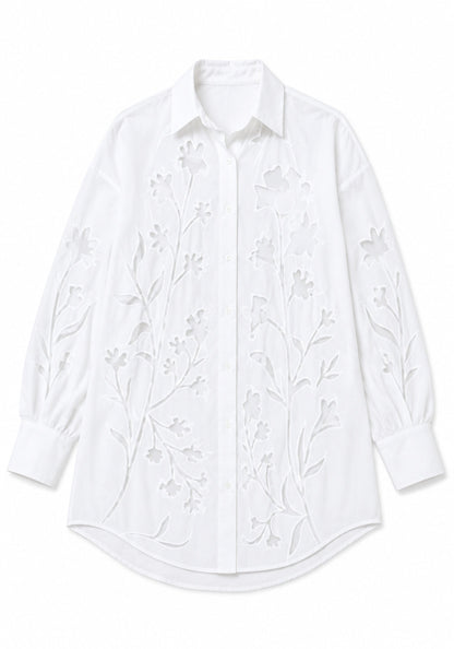 Floral Cutwork Shirt White