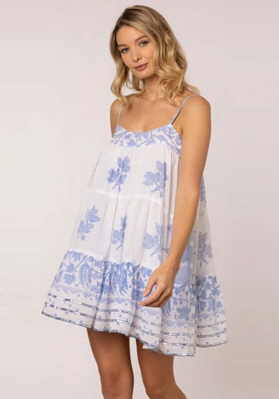 Dhaka Strappy Mini Dress Blue