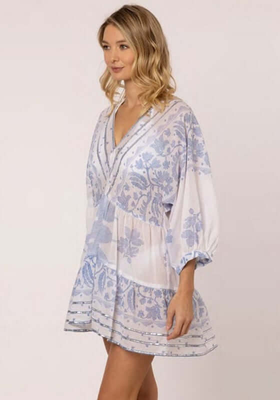 juloiet dunn mini beach dress white blue