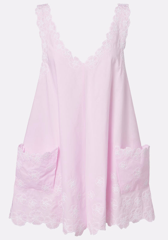 Poplin Floral Low Back Dress Petal Pink