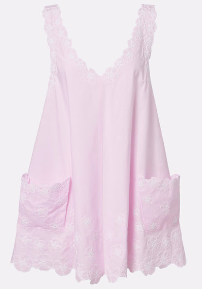 Poplin Floral Low Back Dress Petal Pink