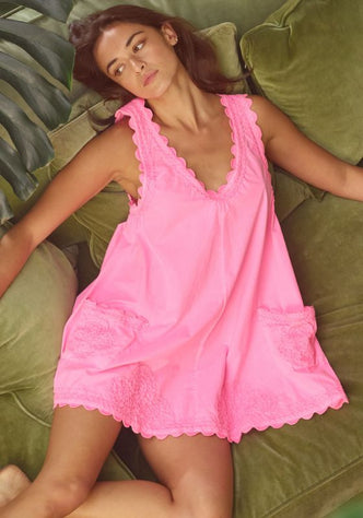 Poplin Low Back Dress Hibiscus