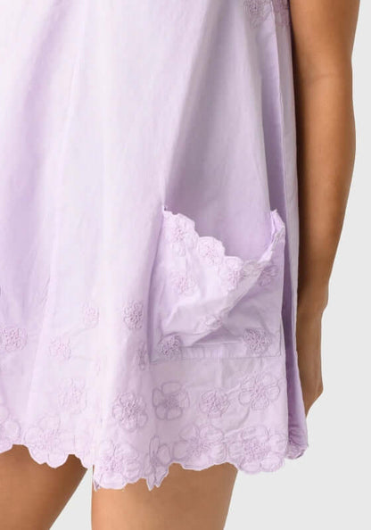 Poplin Floral Low Back Dress Lilac