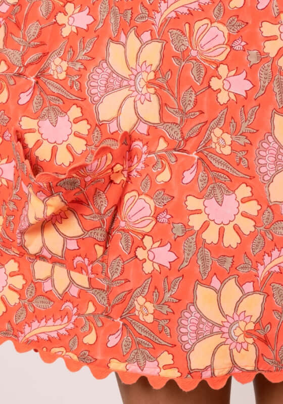 Floral Low Back Dress Scarlett Peach