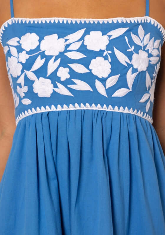 Linen Tie Back Mini Dress Marine