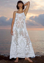 Embroidered Net Maxi Dress