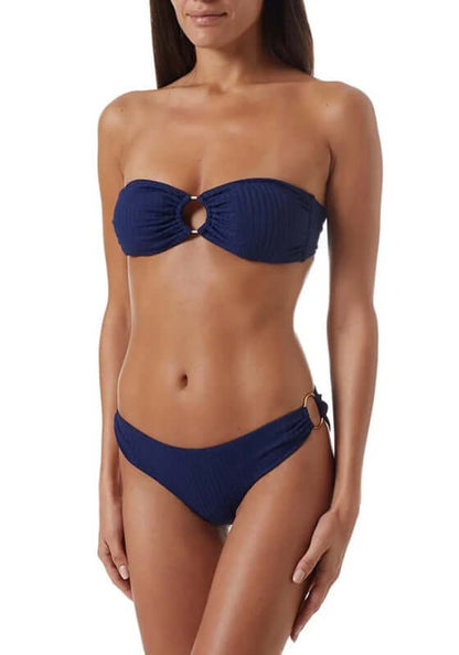 Evita Navy Ribbed Bikini Top