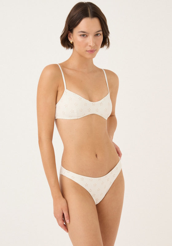 Broderie Scoop Bralette Bikini Creme
