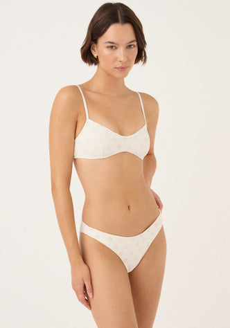 Broderie Scoop Bralette Bikini Creme