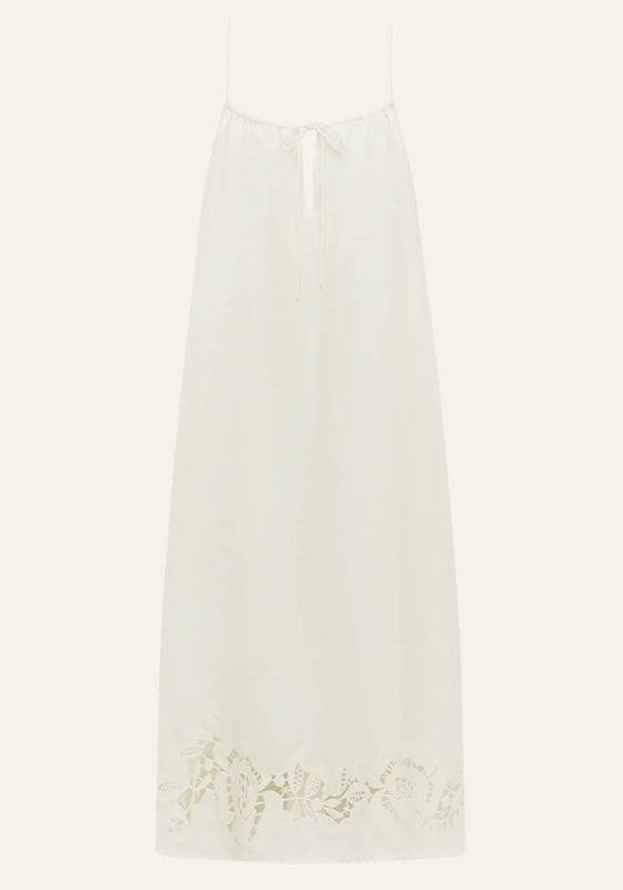 Embroidered Midi Dress Gardenia