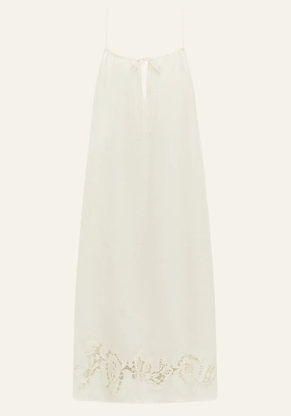 Embroidered Midi Dress Gardenia