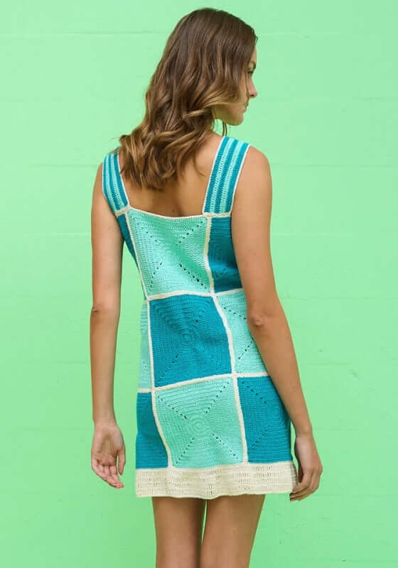 checkered crochet dress Checkered Crochet Dress Pattern | A-line Midi, Popcorn Stitch (PDF Download)