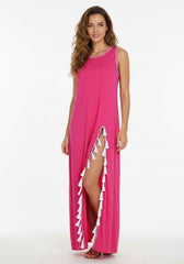 Tassel Slit Dress Fuchsia