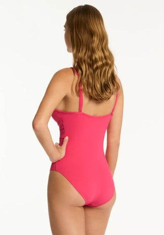Spliced Swimsuit Roseberry by Sea Level, showcasing the back view with adjustable straps and a chic fit.