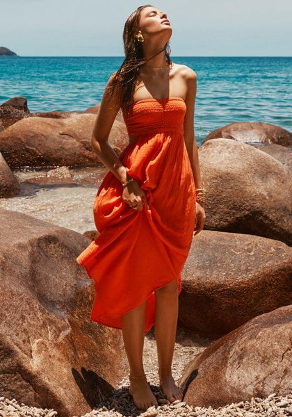 Sea Level | Sunset Bandeau Dress Flame  - Beach Cafe