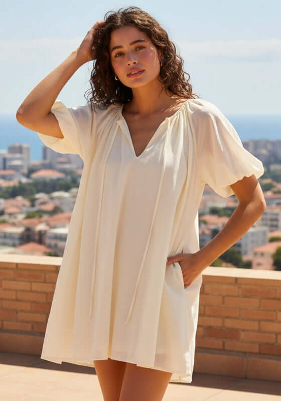 babydoll beach dress Eternal Sunshine Gathered Bust Babydoll Dress Vintage Orange