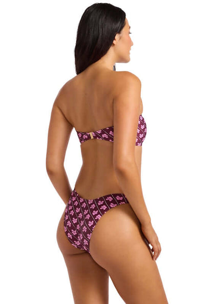 Batik Bloom Bandeau Bikini by Seafolly, featuring a bandeau top with side boning and high-rise bottoms for flattering coverage.
