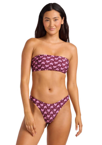 Batik Bloom Bandeau Bikini by Seafolly, featuring a stylish bandeau top and high-rise bottoms in a vibrant floral print.