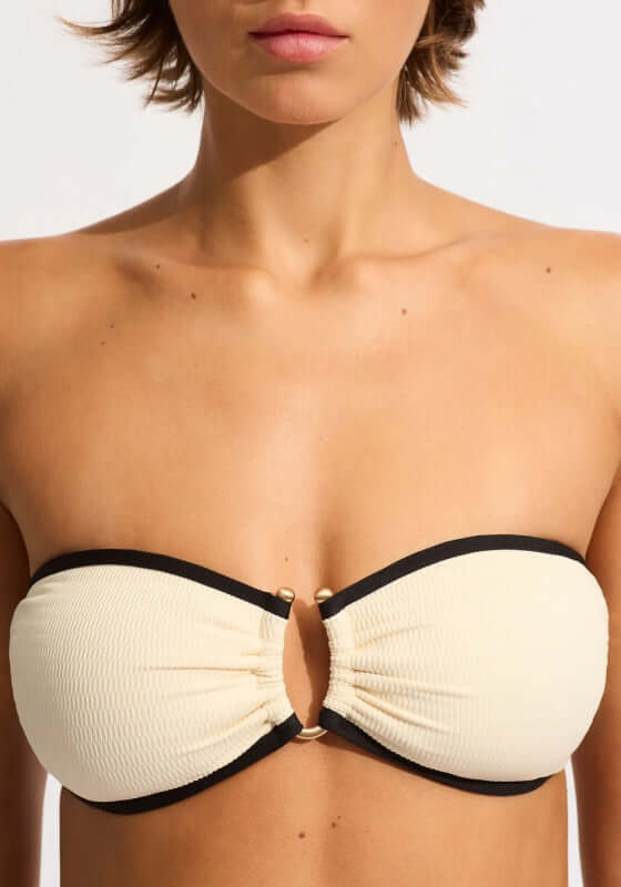 Beach Bound Ring Bandeau Bikini Ecru