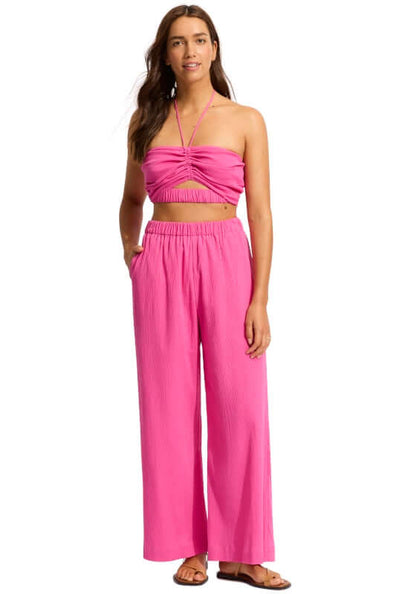 Seafolly Crinkle Beach trousers Hot Pink