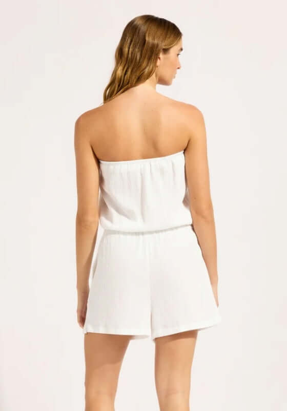 Crinkle Playsuit White