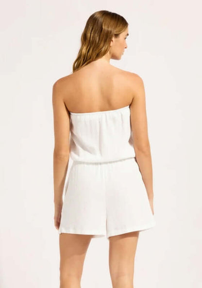 Crinkle Playsuit White
