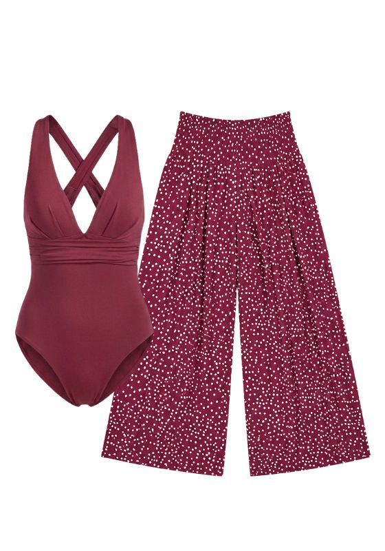 Cross Back Swimsuit Burgundy