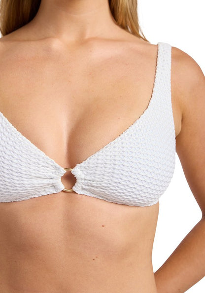 High Tide Ring Front Tank Bikini White