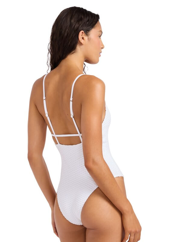 High Tide V Neck Swimsuit White