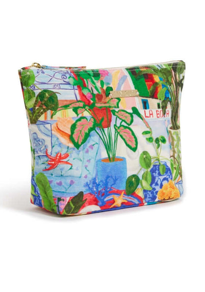 La Boca Beach Pouch by Seafolly, a vibrant beach pouch featuring colorful botanical artwork.