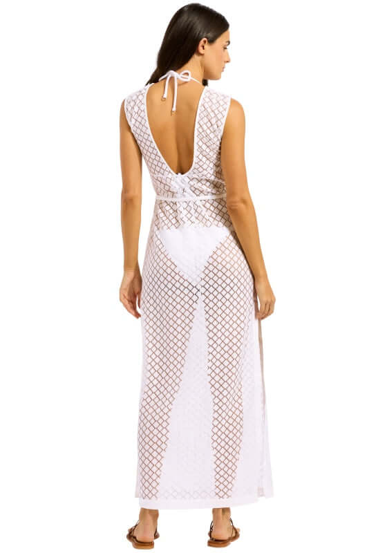 Lace Long Cover Up White
