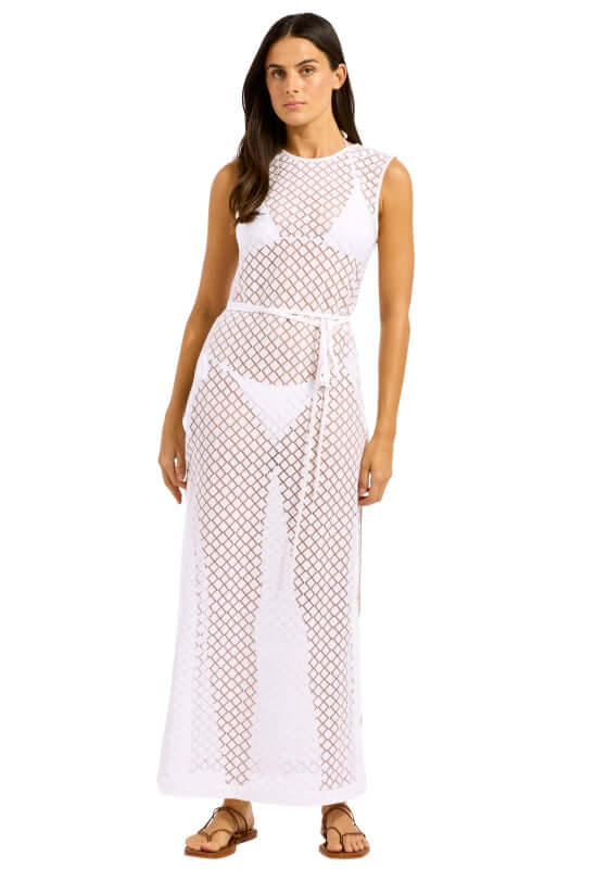 Lace Long Cover Up White