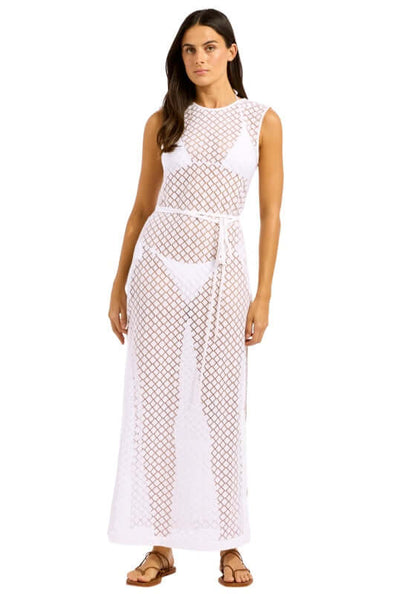 Lace Long Cover Up White