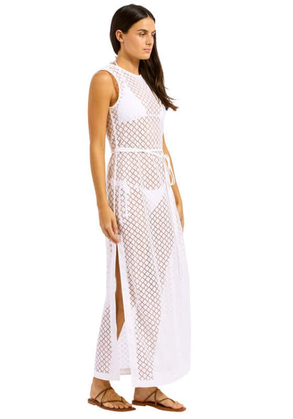 Lace Long Cover Up White