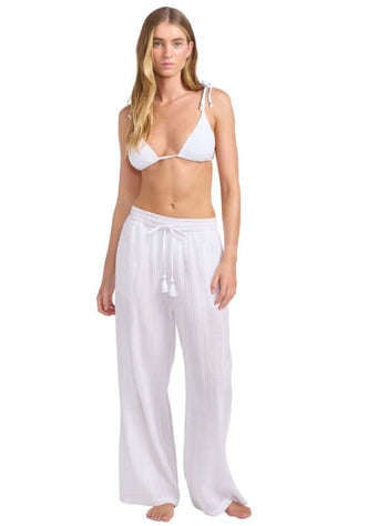 Seafolly Wide leg lurex stripe trousers white