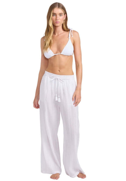 Seafolly Wide leg lurex stripe trousers white
