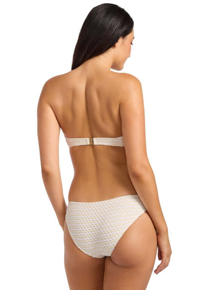 Mesh Effect Bandeau Bikini Ecru by Seafolly, featuring a back view with bandeau top and low-rise bottoms.