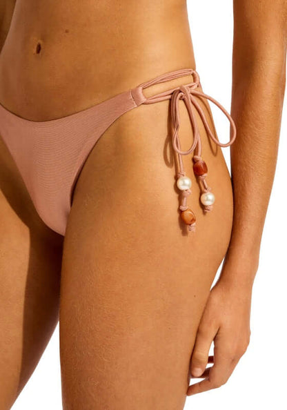 Palermo Triangle Bikini Mocha by Seafolly with beaded tie side bottoms in a stylish mocha shade.