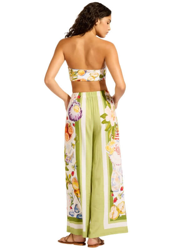 Riviera Coast Beach Trousers by Seafolly, featuring floral patterned lightweight fabric and a relaxed fit with side pockets.