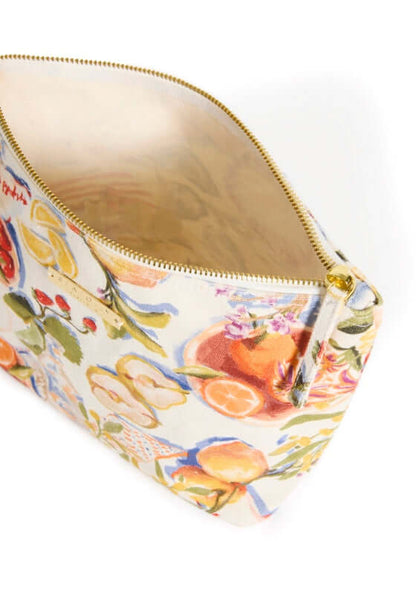 Riviera Coast Beach Pouch by Seafolly, a stylish patterned pouch beach bag with vibrant fruit designs.