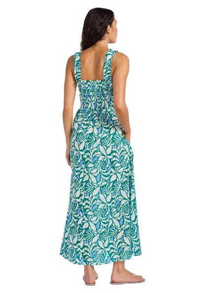 Retro Reef Smocked Dress Green