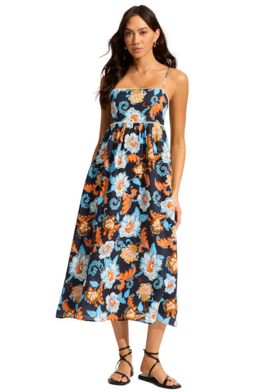 Seafolly | Spring Festival Midi Dress True Navy - Beach Cafe Seafolly | Spring Festival Midi Dress True Navy - Beach Cafe