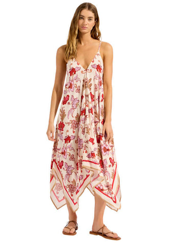 Summerchintz Scarf Dress Ecru by Seafolly features a flowing silhouette and scarf detailing, ideal for beach or dinner.