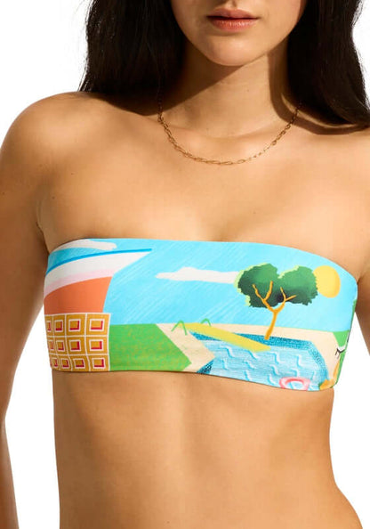 SEAFOLLY PRINTED BANDEAU BIKINI TOP