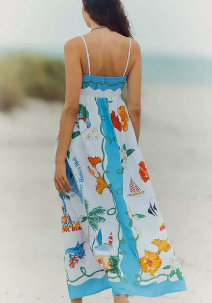 Viva Vacation Maxi Dress by Seafolly, featuring a colorful beach print and flowing silhouette, ideal for summer outings.