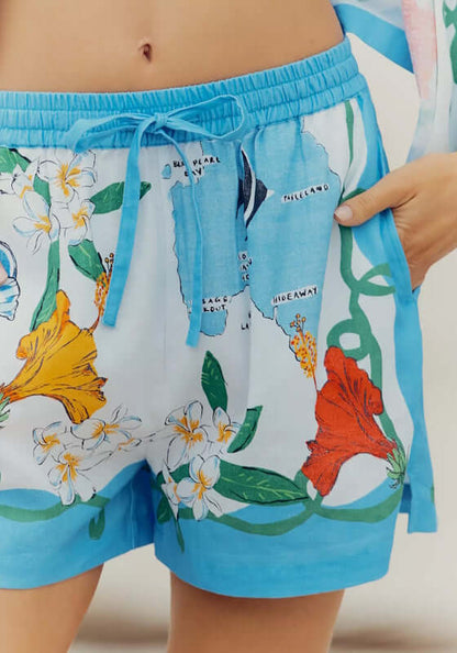 Viva Vacation Beach Shorts by Seafolly, showcasing a vibrant floral design and adjustable drawstring waist for comfort.