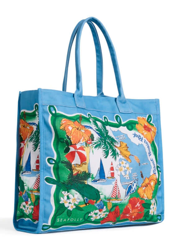 Viva Vacation Tote Bag by Seafolly colorful beach design with handmade strap details, perfect for holidays.