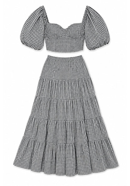 Emilia Top Gingham Black